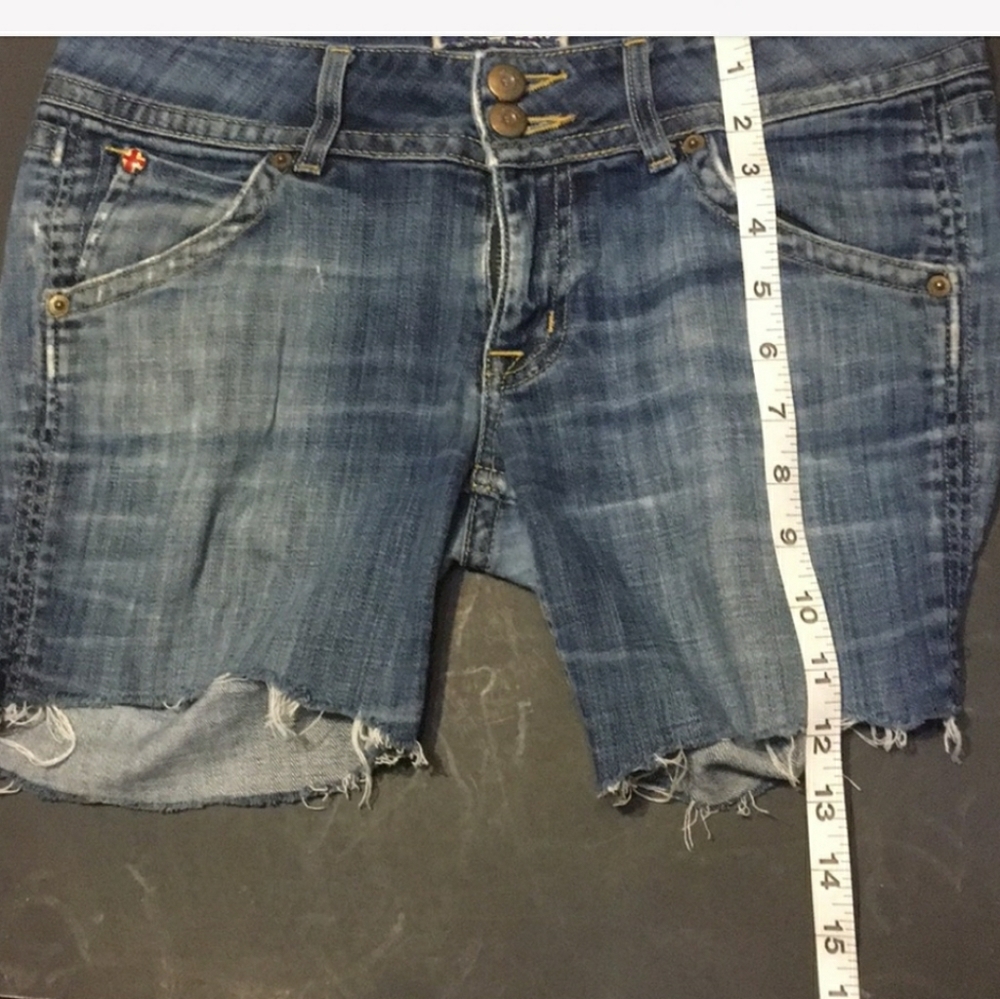 Hudson blue Jean shorts ripped tear destroy grund